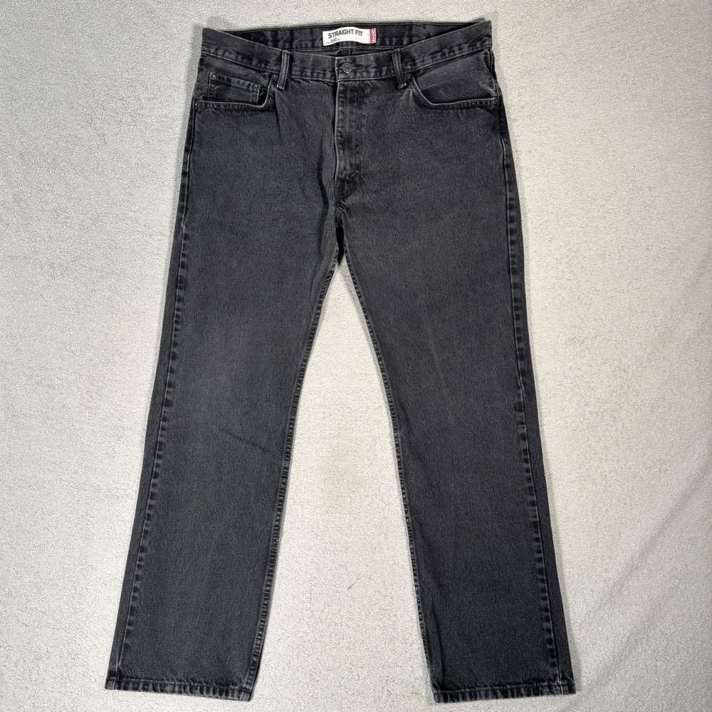 Levi's 505 Mens Jeans Fit 38x34 Straight Leg Fit Cotton Black Denim Grunge Retro